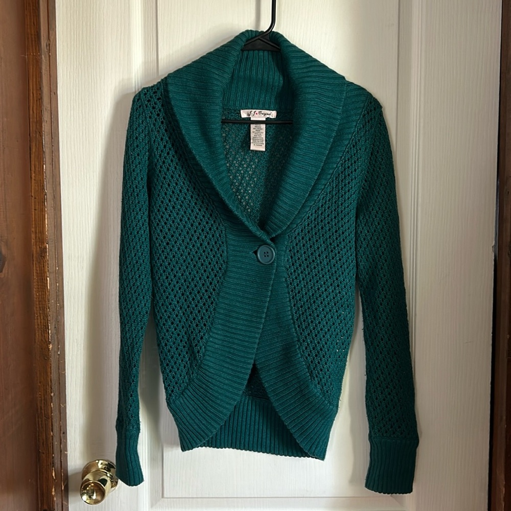 Green teal cardigan
